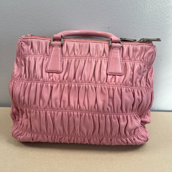 Prada Pink Nappa Gaufre Ruched Leather Two-Way Bag - Preowned - Picture 2 of 16